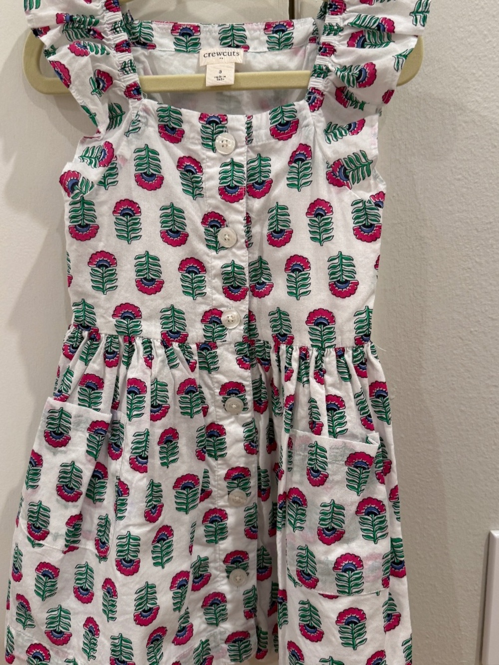 Crewcuts Girls Pink and White Flower Dress 3T NWOT